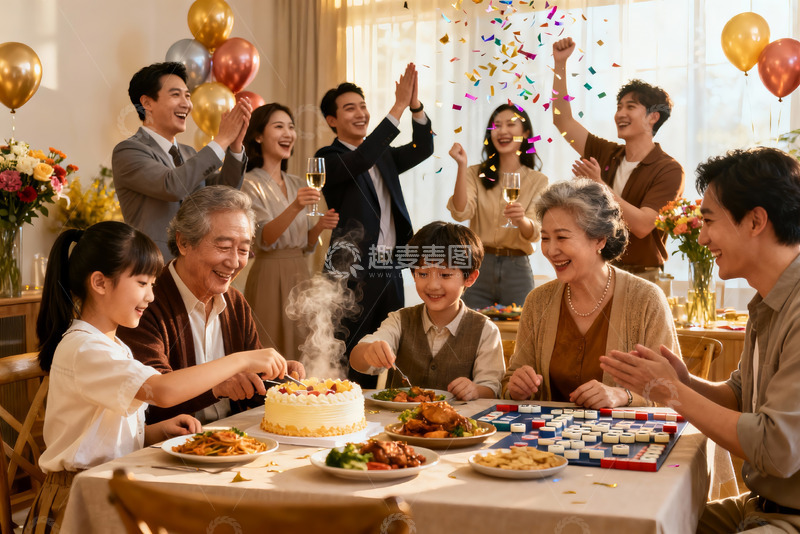 高清大图下载【趣麦麦图】家庭聚会欢庆场景