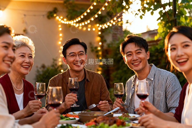 高清大图下载【趣麦麦图】家人朋友户外聚餐欢笑