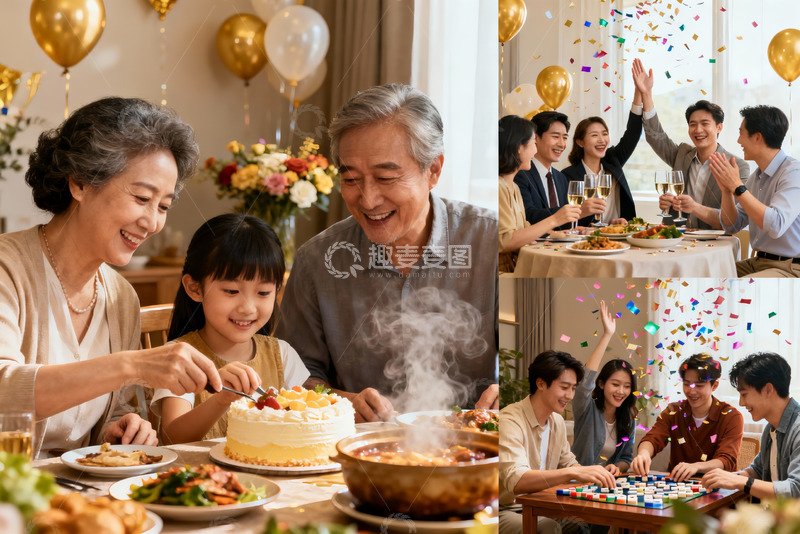 高清大图下载【趣麦麦图】家庭聚会欢庆场景
