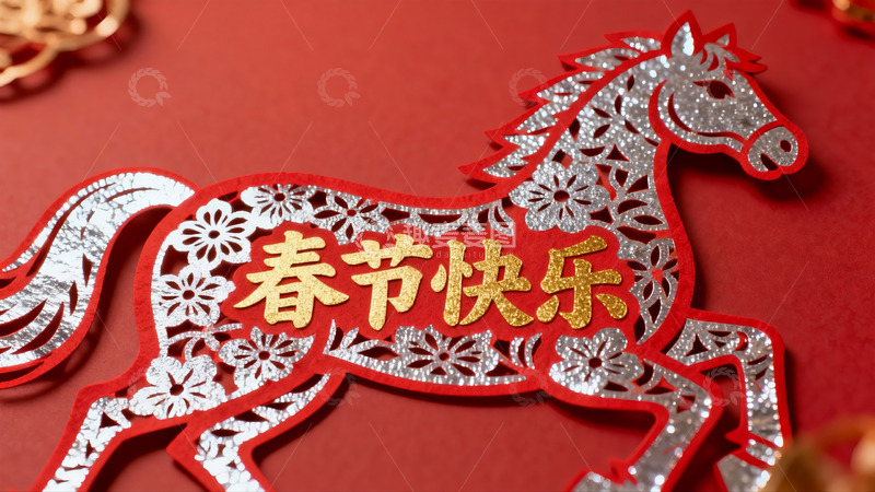高清大图下载【趣麦麦图】春节剪纸马装饰