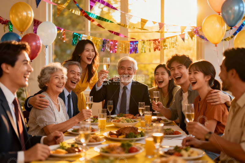 高清大图下载【趣麦麦图】家庭聚会欢庆场景