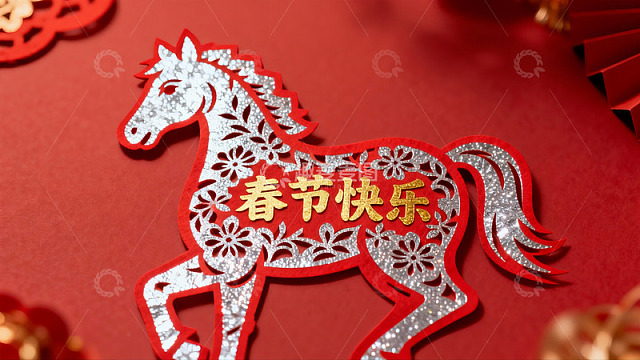 春节剪纸马图案寓意吉祥