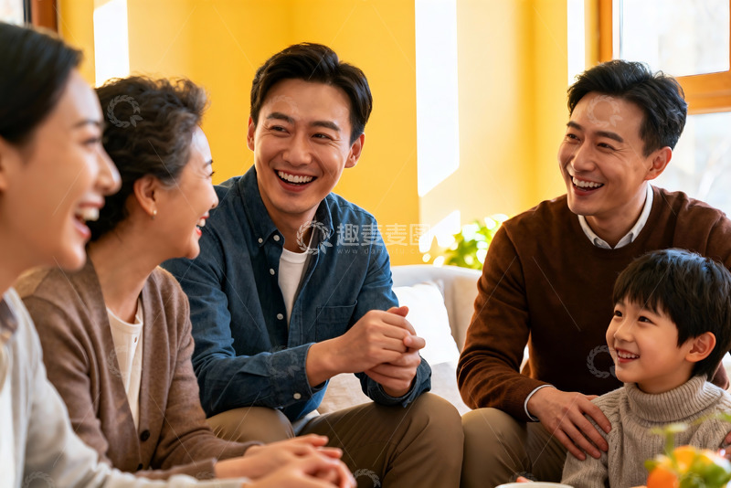 高清大图下载【趣麦麦图】温馨家庭聚会笑容满面