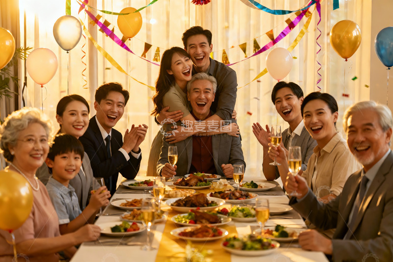 高清大图下载【趣麦麦图】家庭聚会欢庆团圆