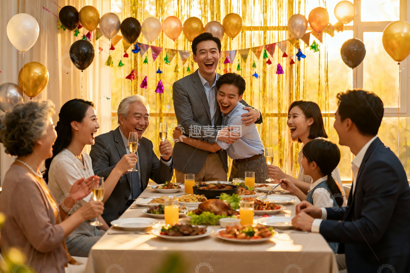 高清大图下载【趣麦麦图】家庭聚会欢庆团圆饭