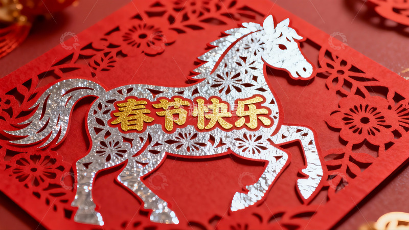 高清大图下载【趣麦麦图】春节剪纸艺术展示马年祝福