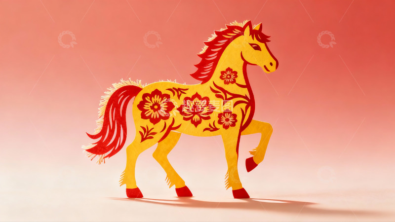 高清大图下载【趣麦麦图】剪纸艺术马形象生动