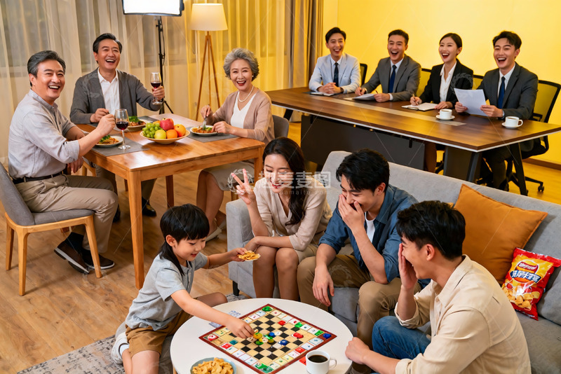 高清大图下载【趣麦麦图】家庭聚会欢聚一堂其乐融融