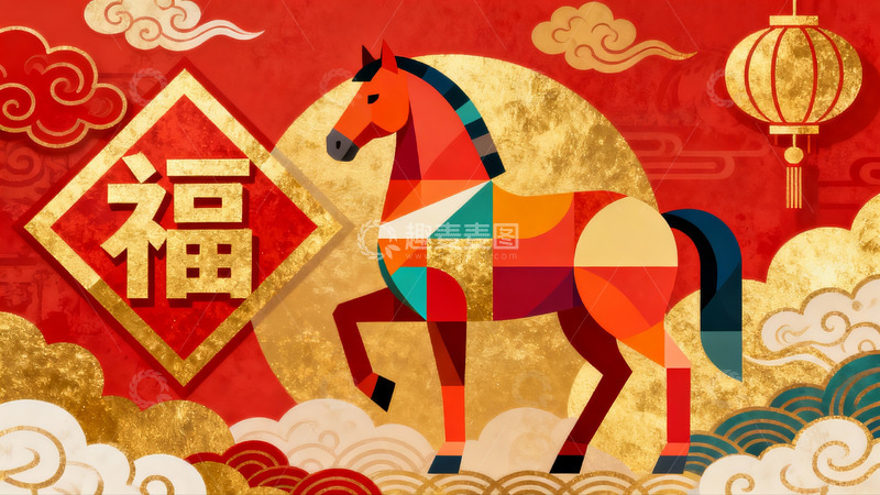 高清大图下载【趣麦麦图】新年马年主题插画