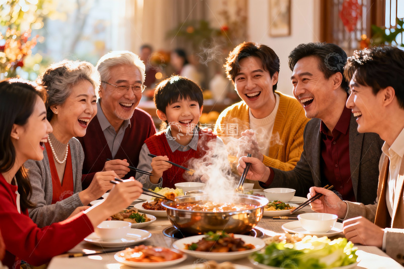高清大图下载【趣麦麦图】家庭聚餐其乐融融