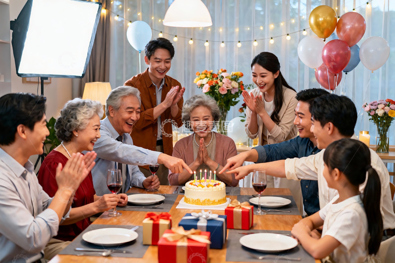 高清大图下载【趣麦麦图】家庭生日派对温馨庆祝