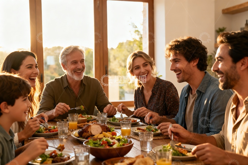 高清大图下载【趣麦麦图】家庭聚餐其乐融融