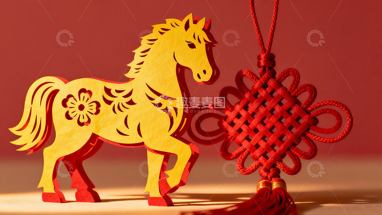 剪纸马与中国结装饰品