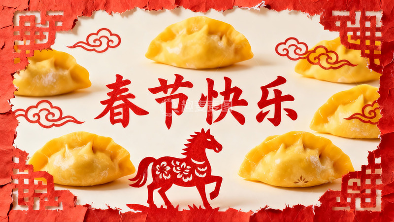 高清大图下载【趣麦麦图】春节饺子贺卡设计