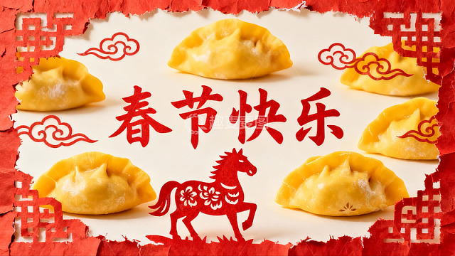 春节饺子贺卡设计