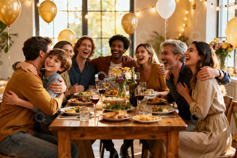 高清大图下载【趣麦麦图】家庭聚会欢笑温馨场景