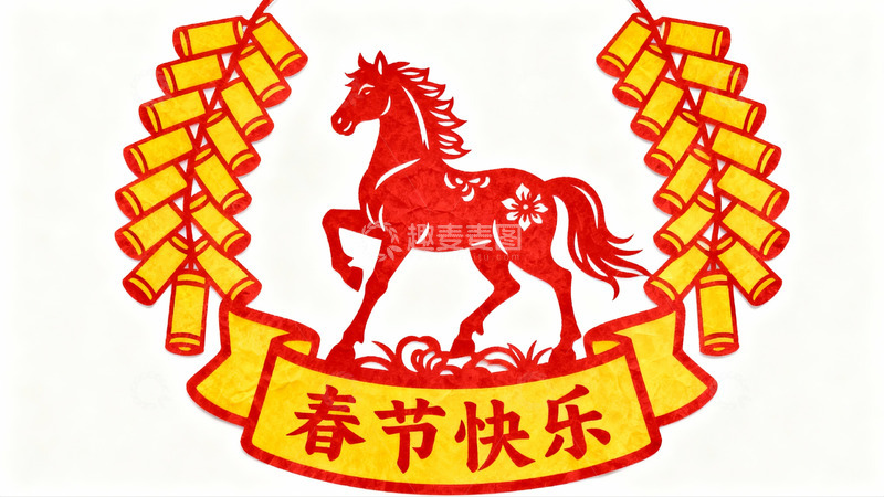 高清大图下载【趣麦麦图】春节剪纸艺术展示马年吉祥