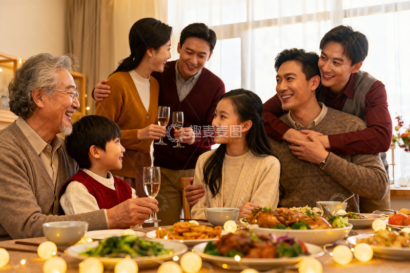 高清大图下载【趣麦麦图】温馨家庭聚餐其乐融融