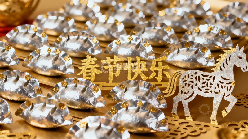 高清大图下载【趣麦麦图】春节银饺贺岁摆件