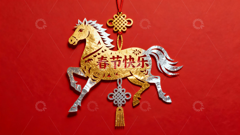 高清大图下载【趣麦麦图】春节马年剪纸挂饰