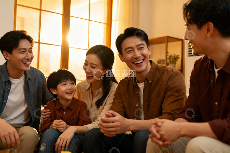 高清大图下载【趣麦麦图】温馨家庭聚会笑容满溢