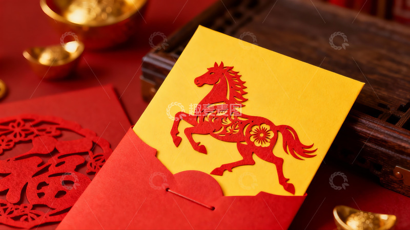 高清大图下载【趣麦麦图】春节红包与剪纸艺术展示