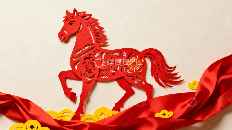 高清大图下载【趣麦麦图】红色剪纸马艺术作品