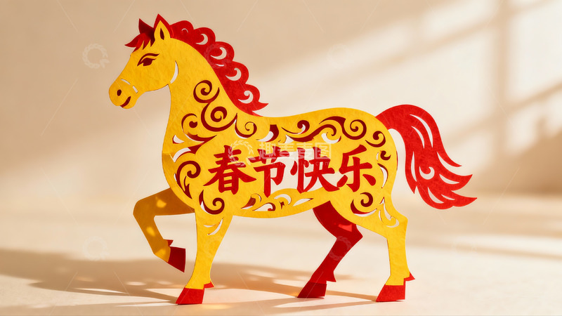高清大图下载【趣麦麦图】春节剪纸马艺术作品