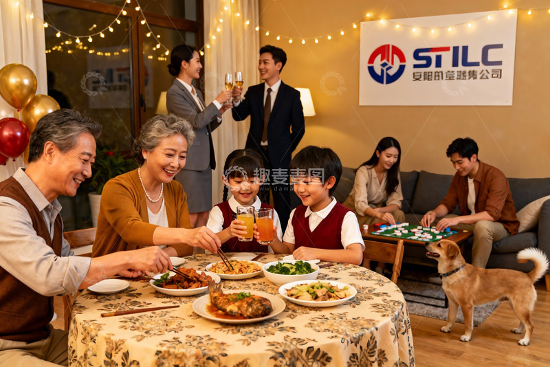 高清大图下载【趣麦麦图】家庭聚餐欢庆时刻