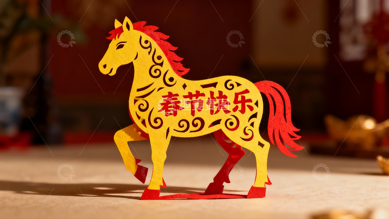 高清大图下载【趣麦麦图】春节剪纸马装饰品