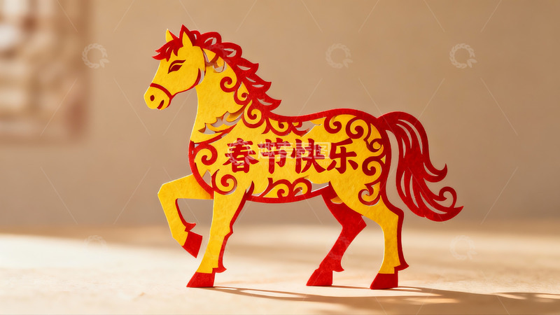 高清大图下载【趣麦麦图】春节剪纸马装饰品