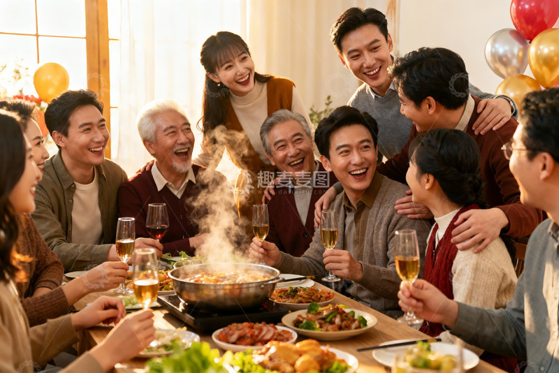 高清大图下载【趣麦麦图】家庭聚餐欢庆时刻
