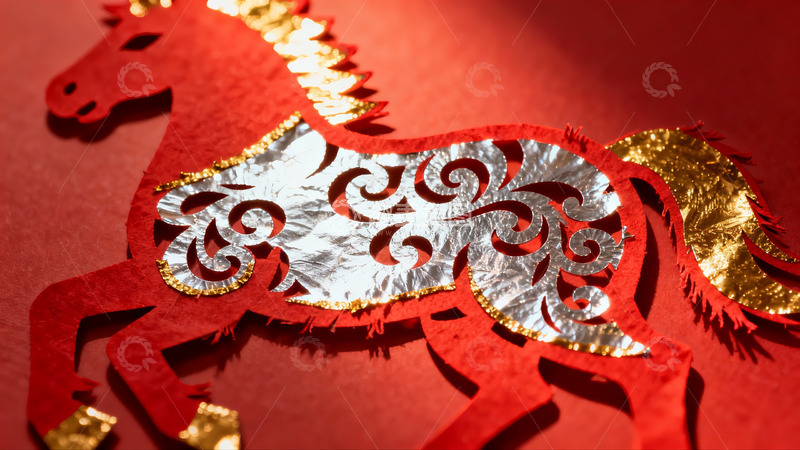 高清大图下载【趣麦麦图】红色剪纸马艺术作品