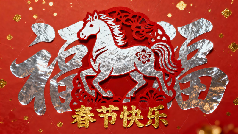 高清大图下载【趣麦麦图】春节剪纸马年装饰图案
