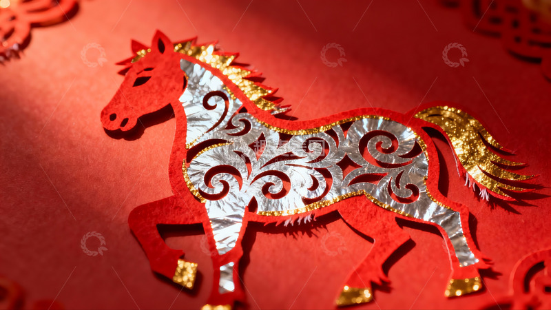 高清大图下载【趣麦麦图】红色剪纸马艺术作品