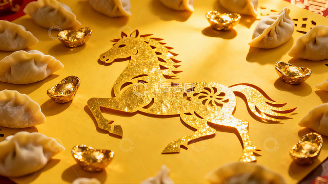 金马剪纸饺子新年装饰