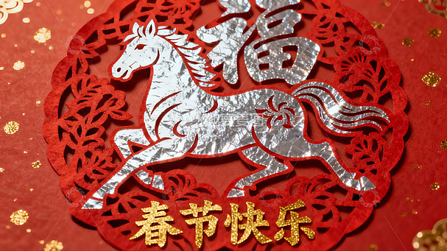 春节剪纸马年图案寓意吉祥