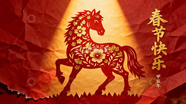 春节剪纸马图案寓意吉祥