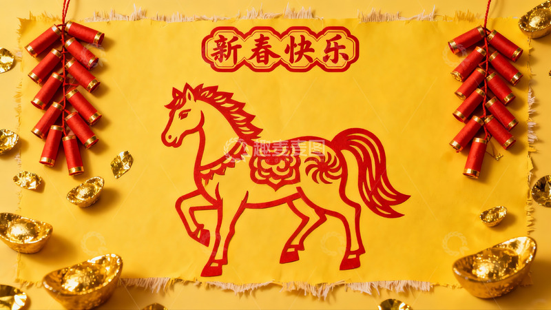 高清大图下载【趣麦麦图】春节剪纸马年挂饰