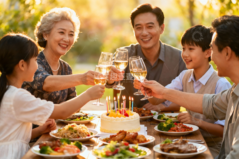 高清大图下载【趣麦麦图】家庭聚餐庆生温馨场景