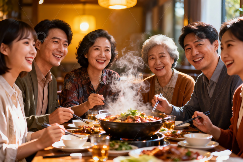 高清大图下载【趣麦麦图】家庭聚餐其乐融融