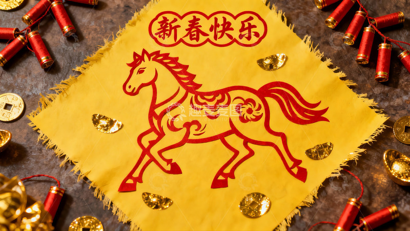 高清大图下载【趣麦麦图】春节剪纸马年装饰图案