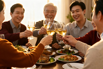 家人聚餐举杯欢庆