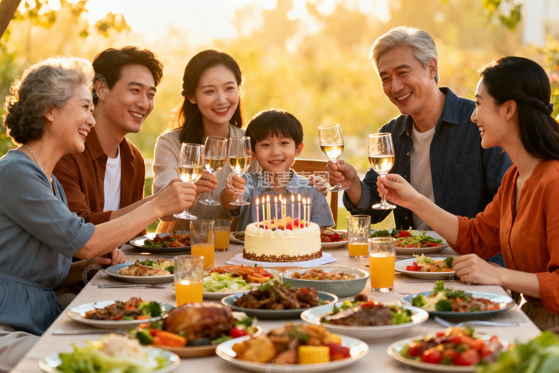 高清大图下载【趣麦麦图】家庭生日聚会欢庆时刻