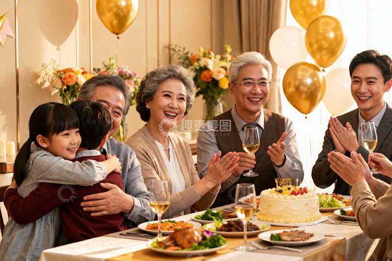 高清大图下载【趣麦麦图】家庭聚会欢庆场景