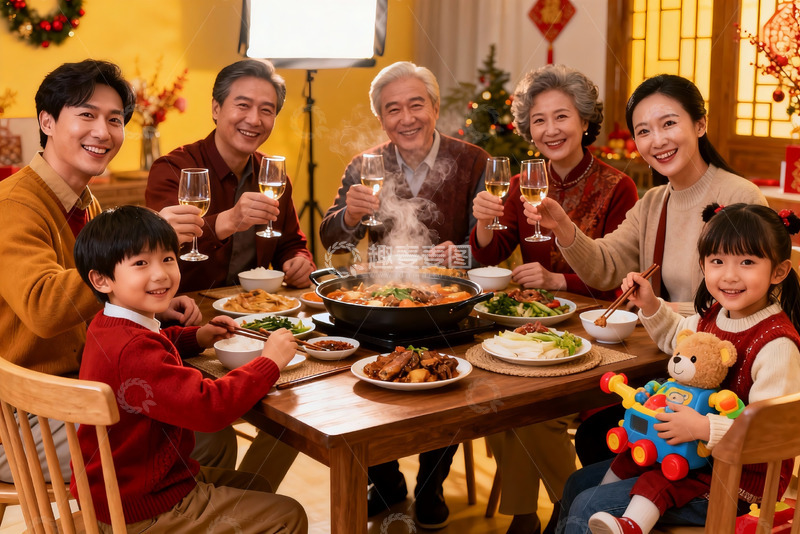 高清大图下载【趣麦麦图】温馨家庭聚餐其乐融融