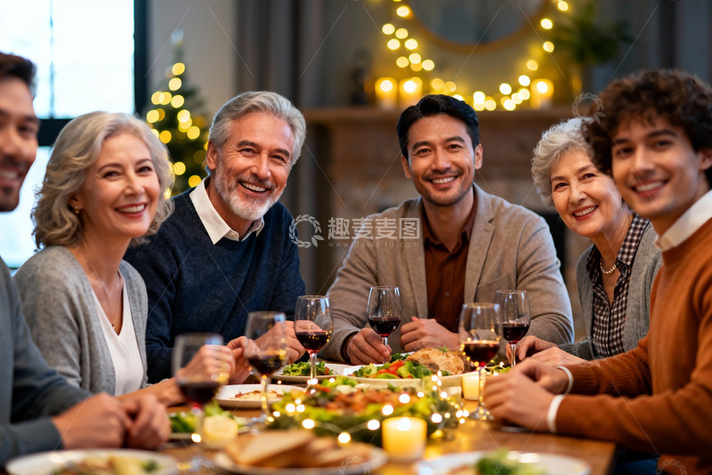 高清大图下载【趣麦麦图】温馨家庭聚餐欢笑场景