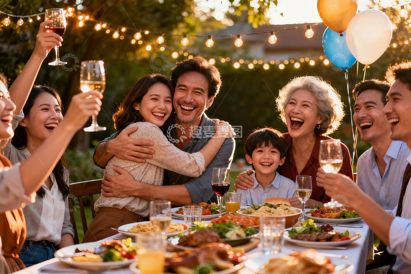 高清大图下载【趣麦麦图】家庭户外聚餐欢庆时刻