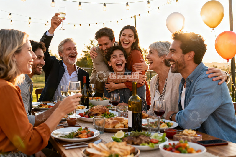 高清大图下载【趣麦麦图】户外家庭聚会欢庆场景