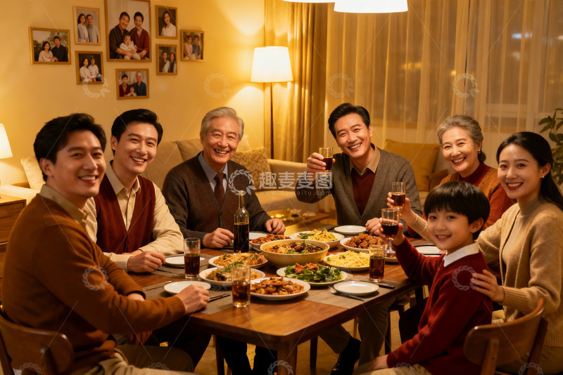 高清大图下载【趣麦麦图】温馨家庭聚餐其乐融融